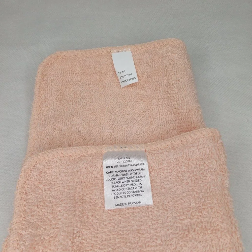 LIGHT PEACH WASHCLOTHS, 12 PACK, NEW